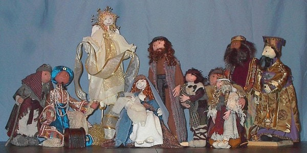 Nativity ALL - Complete Nativity Set - Cloth Doll Sewing Patterns (Printed and Mailed) for The Holy Family, The Three Kings, The Shepherds and Angel by Barbara Schoenoff
