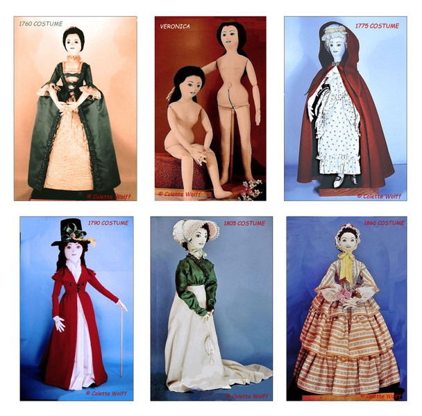 THE "VERONICA" SERIES - A Cloth Doll and Costume Pattern Series by Colette Wolff.