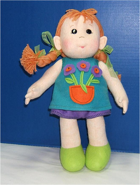 Emma... 15" Wool Felt Original Doll by Judi Ward. Made from one of my BIN E-PATTERNS... She is made from wool felt and dressed in felt...    $75.00...Includes mainland USA shipping.