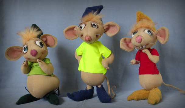 Three Kind Mice,  Cloth Animal Doll Pattern by Sharon Mitchell