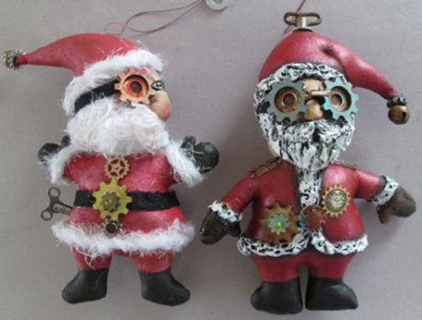 Santa Ornaments - Steampunk Cloth Doll Pattern - Cloth Doll Making Pattern by Susan Barmore