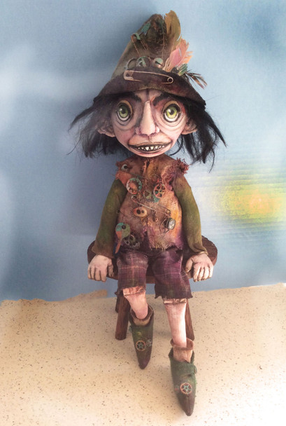 Bob Goblin - 17" Painted Muslin, Seated Doll Pattern by Susan Barmore