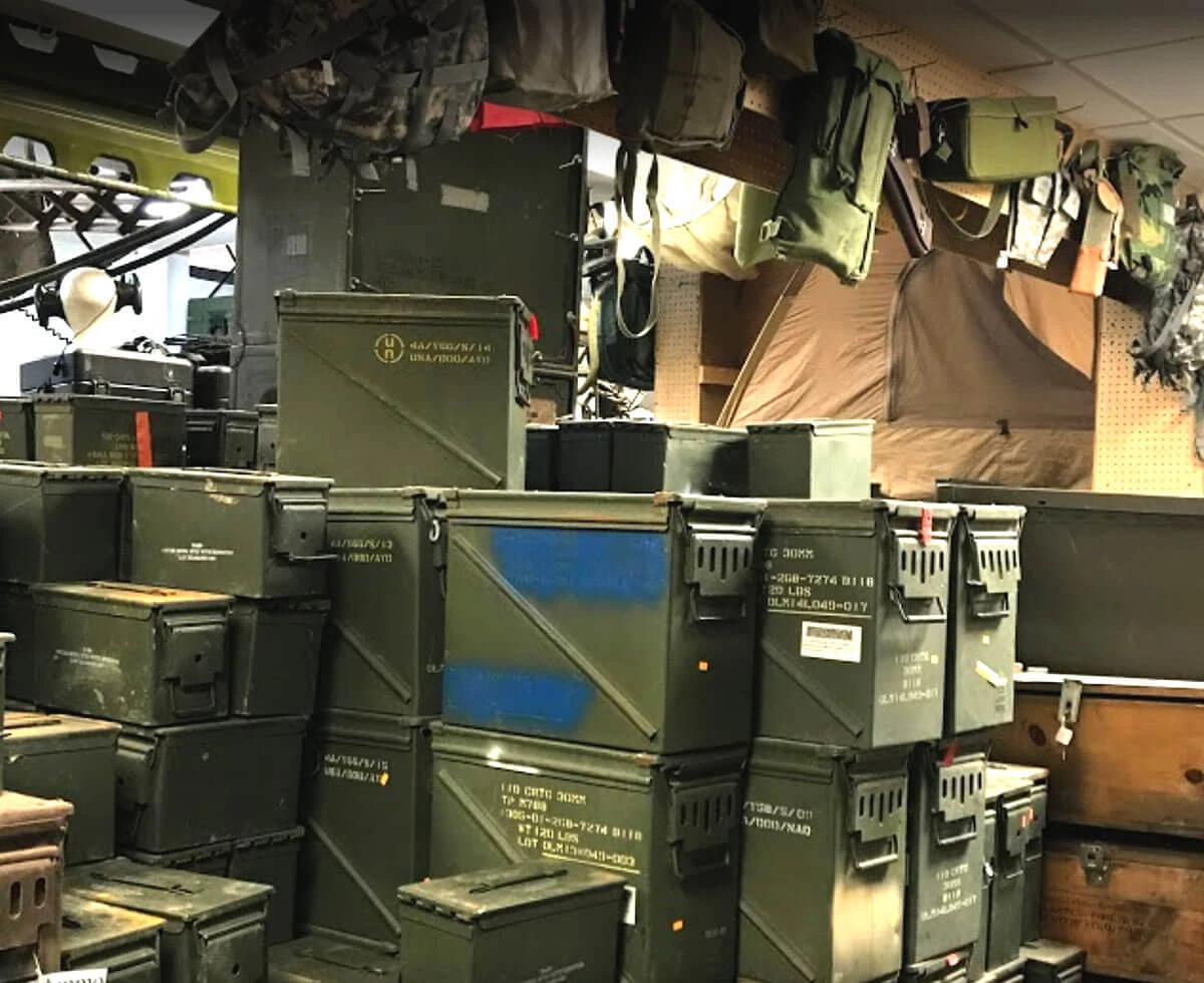 Military surplus gear in store