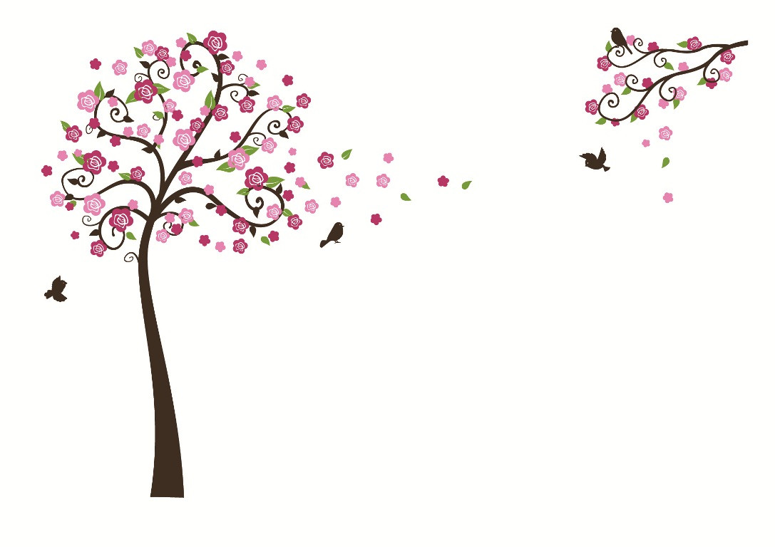 Flower Tree Birds & Branch Wall Decal