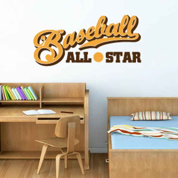 Sports wall decals, word wall decals, baseball wall decals