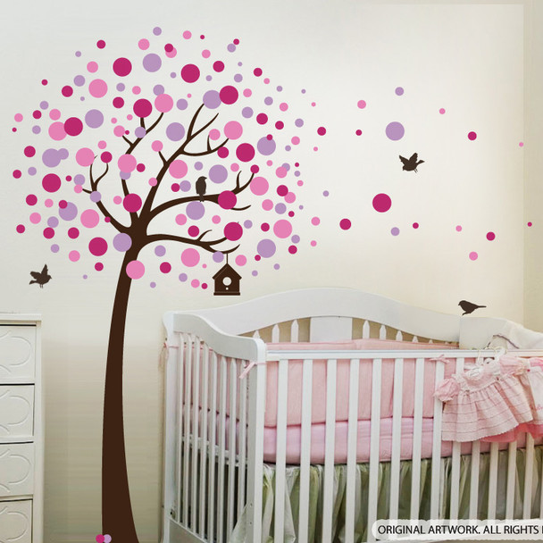 Dots Tree Wall decal with Birds