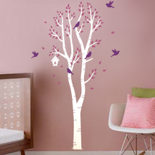 Birch Tree With Bird House Birds Wall Decal Decalmywall Com