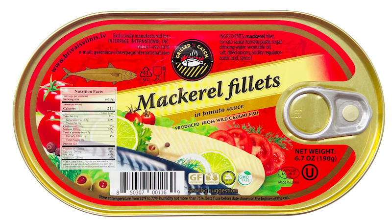 MACKEREL FILLETS IN TOMATO SAUCE 190GR