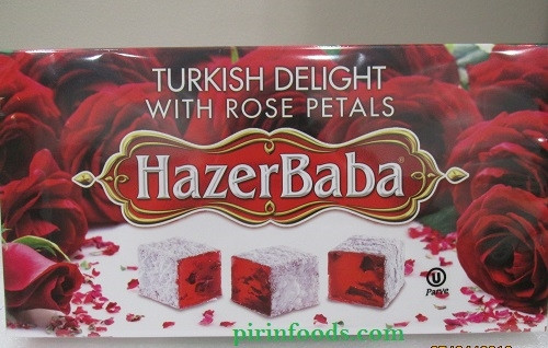 HazerBaba Turkish Delight with Rose Petals 454g - Pirinfoods