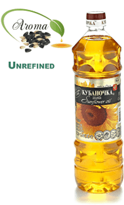 Premium Unrefined Aromatic Sunflower Oil, Kubanochka, 33.81 oz/ 1l