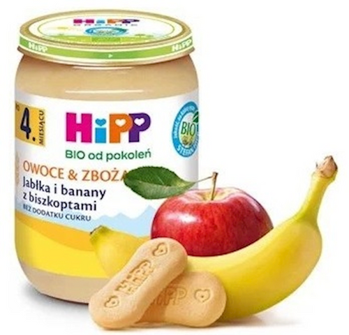 "HIPP" CEREAL APPLE / BANANNA W/COOKIES 4 MONTH 190GR