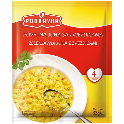 PODRAVKA VEGETABLE SOUP WITH PASTA STARS 52G