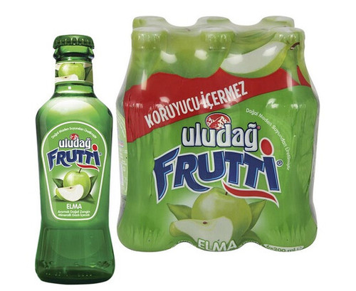 Uludag Frutti Mineral Water W Green Apple 200Ml Glass (6 Pack)