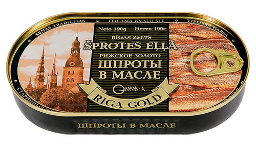 Riga Gold Smoked Sprats in Oil-Hanza 190g