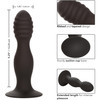 Silicone Ribbed Anal Stud Suction Cup Dildo By CalExotics - Black