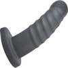 Merge Collection Banx 8" Silicone Ribbed Hollow Dildo By Sportsheets - Black