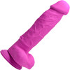 Strap U Power Pecker 7" Silicone Suction Cup Dildo With Balls - Pink