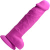 Strap U Power Pecker 7" Silicone Suction Cup Dildo With Balls - Pink