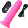 Strap U Power Player 28X Vibrating Rechargeable 6.5" Silicone Dildo With Remote - Pink
