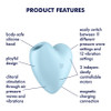 Satisfyer Cutie Heart Pressure Wave Rechargeable Waterproof Clitoral Stimulator - Blue