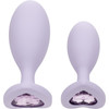 First Time Crystal Booty Duo Silicone Anal Plug 2 Piece Set By CalExotics - Purple