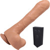 Fort Troff Uncut Thruster Rechargeable Silicone Mini Fuck Machine Dildo With Balls & Remote - Caramel