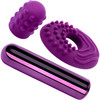 Le Wand Bullet Waterproof Vibrator With Textured Silicone Sleeve & Ring - Cherry Purple
