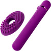 Le Wand Baton Rechargeable Vibrator With Textured Silicone Ring - Cherry Purple