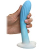 Simply Sweet Rippled Silicone G-Spot Suction Cup Dildo - Blue & White