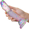 Neo Elite Hanky Panky Glow In The Dark 7.75" Silicone Suction Cup Dildo by Blush - Confetti