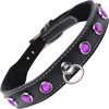 Master Series Leather Collar With Rhinestones - Purple