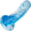Twisted Love Twisted Ribbed Probe 5.5" Silicone Suction Cup Dildo By CalExotics - Blue & White