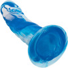 Twisted Love Twisted Ribbed Probe 5.5" Silicone Suction Cup Dildo By CalExotics - Blue & White