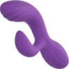 Stella Liquid Silicone "C" Curve Rechargeable Waterproof Dual Stimulation G-Spot Vibrator - Purple