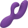 Stella Liquid Silicone "C" Curve Rechargeable Waterproof Dual Stimulation G-Spot Vibrator - Purple