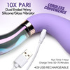 Prisms Vibra-Glass 10X Pari Rechargeable Silicone & Glass Dual Ended Wavy G-Spot Vibrator - Purple