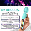 Prisms Vibra-Glass 10X Turquoise Rechargeable Silicone & Glass Dual Ended Wand Style Vibrator