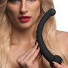 Master Series Vibra-Crescent Rechargeable Silicone Vibrating Dual Ended Dildo - Black