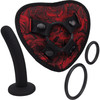 Secret Kisses Rosegasm Heart Shape Strap-On Harness With 5" Curved Silicone Dildo & Blindfold