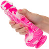Twisted Love Twisted Dong 6" Silicone Suction Cup Dildo With Balls By CalExotics - Pink & White