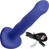 Strap-on-Me Tapping Dildo Wave Rechargeable Waterproof Silicone Vibrating Suction Cup Dildo - Night Blue