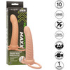 Performance Maxx Rechargeable Ribbed Waterproof Vibrating 6" Silicone Dual Penetrator By CalExotics - Vanilla
