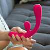 JimmyJane Reflexx Rabbit 3 Flexible Warming Rechargeable Silicone Dual Stimulation Vibrator - Fuchsia