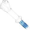 Gläs 11" Glass Fist Double Ended Dildo With Handle - Clear & Blue