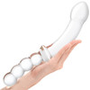 Gläs 12.5" Girthy Double Sided Dong Glass Dildo With Anal Beads - Clear