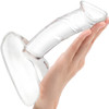 Gläs 7.5" Rideable Standing Glass Cock Dildo With Stability Base & Balls - Clear