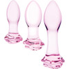 Gläs Rosebud Glass Butt Plug 3 Piece Anal Training Set - Pink