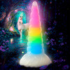 Uni-Glow 8" Glow In The Dark Rainbow Silicone Suction Cup Dildo By Creature Cocks