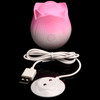 Bloomgasm Pulsing Petals Throbbing Rose Stimulator Rechargeable Clitoral Vibrator - Pink & White