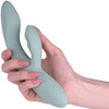 SVAKOM Chika Rechargeable Waterproof Silicone App Enabled Warming Dual Stimulation Vibrator - Turquoise Gray